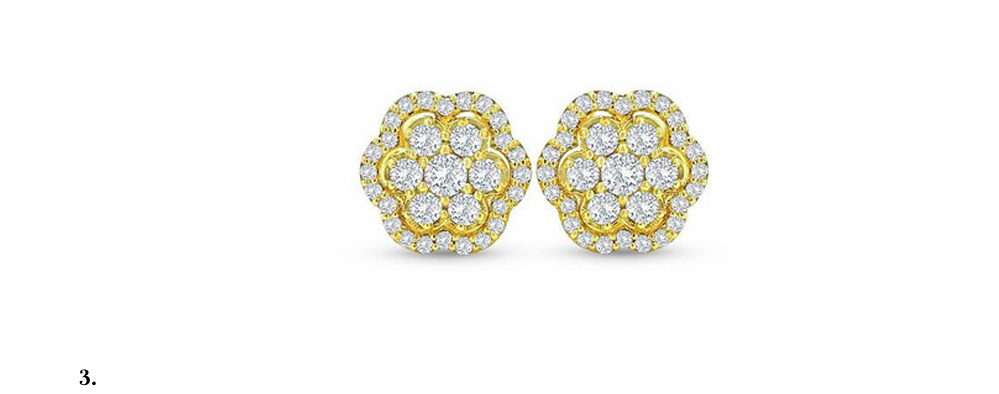ROUND BRILLIANT DIAMOND FLOWER STUD EARRINGS